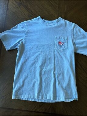 Vineyard Vines Light Blue Kids Pocket Tee with Whale Patch